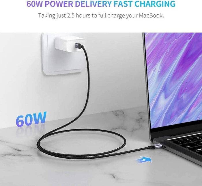 כבל טעינה וסנכרון UGREEN 60W USB-C - באורך 1 מטר