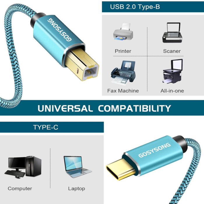 כבל מדפסת USB-C של 6 מטר מבית GOSYSONG